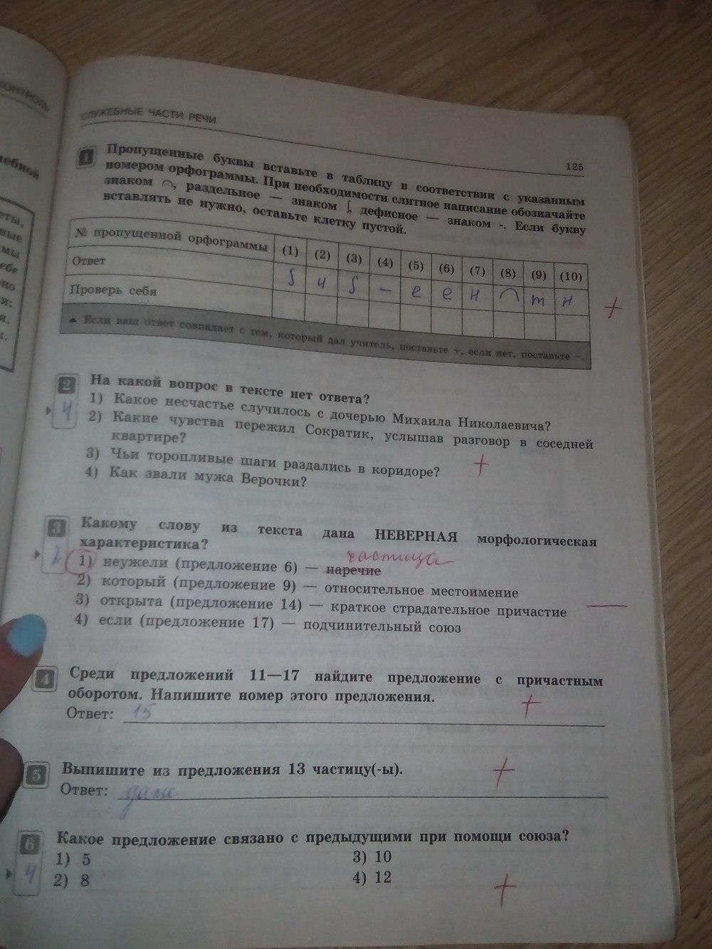 гдз 7 класс тематический контроль страница 125 русский язык Александров
