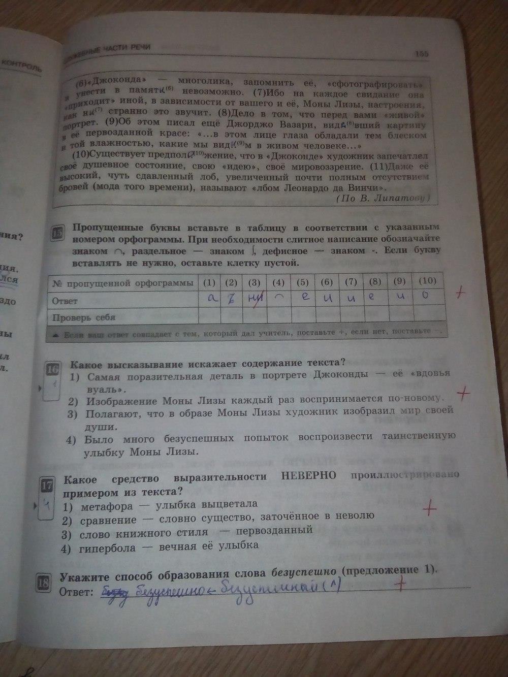гдз 7 класс тематический контроль страница 155 русский язык Александров