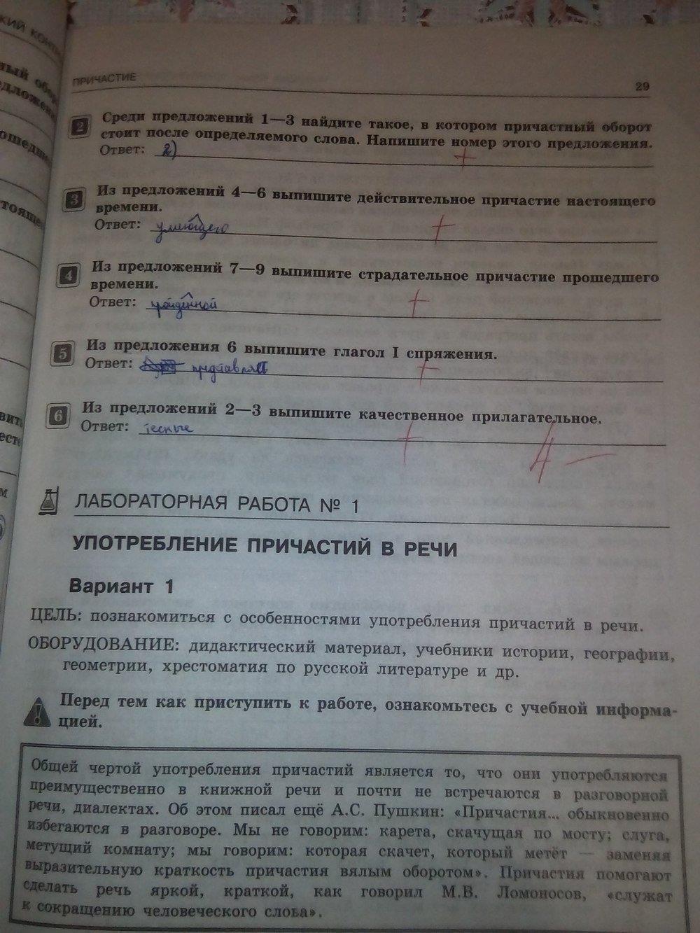 гдз 7 класс тематический контроль страница 29 русский язык Александров