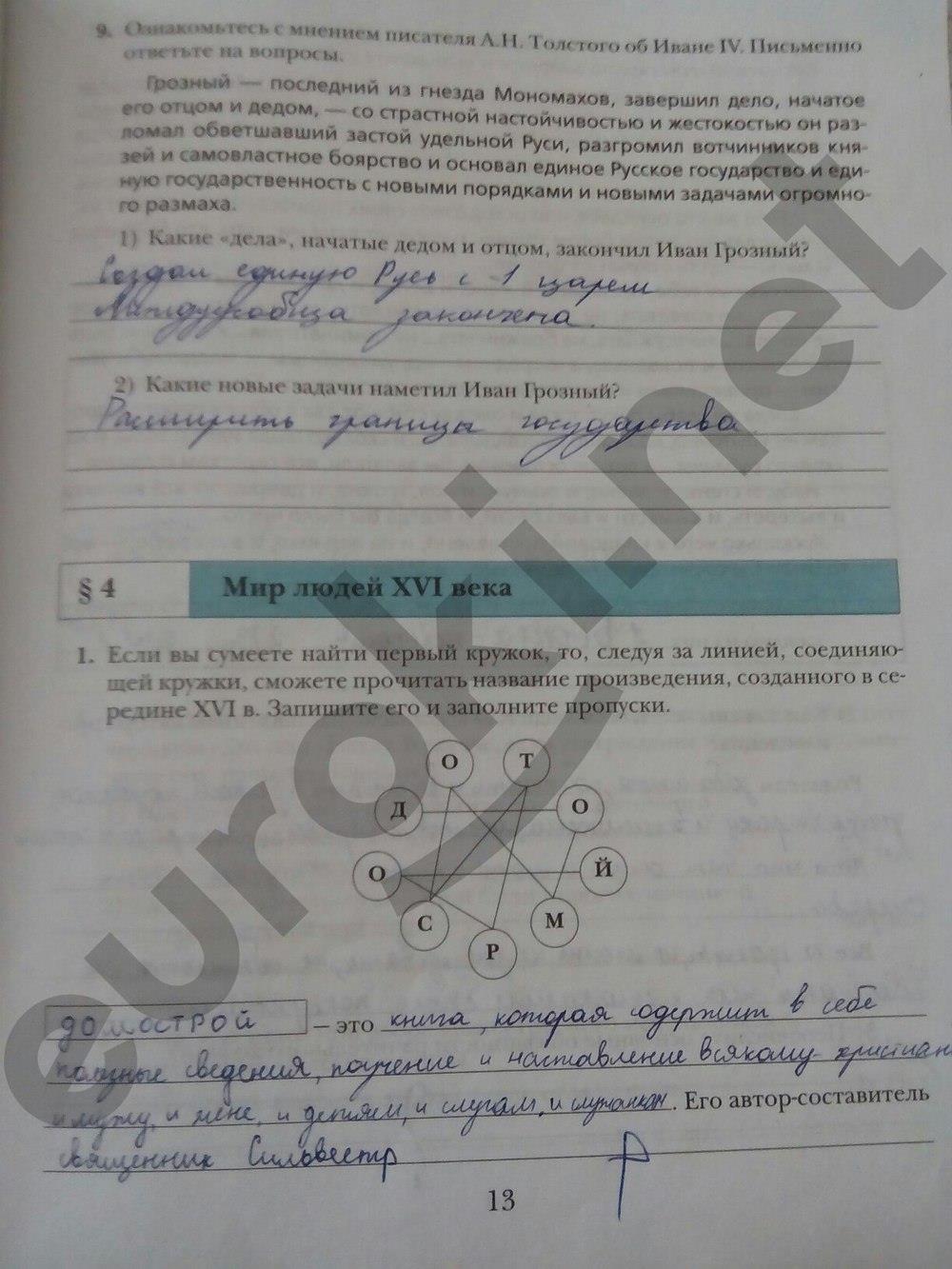 гдз 7 класс рабочая тетрадь страница 13 история России Баранов