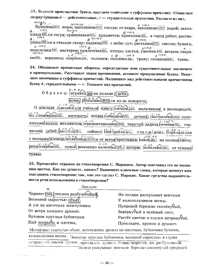 гдз 7 класс рабочая тетрадь часть 1 страница 36 русский язык Богданова