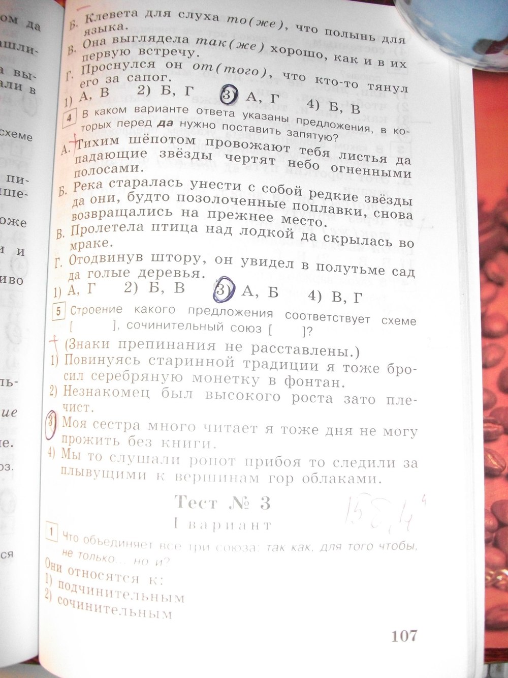 гдз 7 класс тестовые задания страница 107 русский язык Богданова