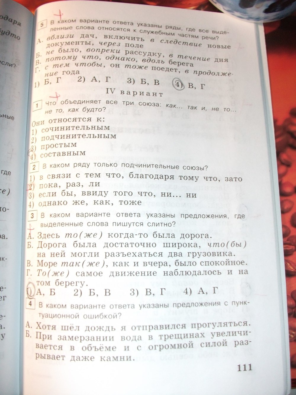 гдз 7 класс тестовые задания страница 111 русский язык Богданова