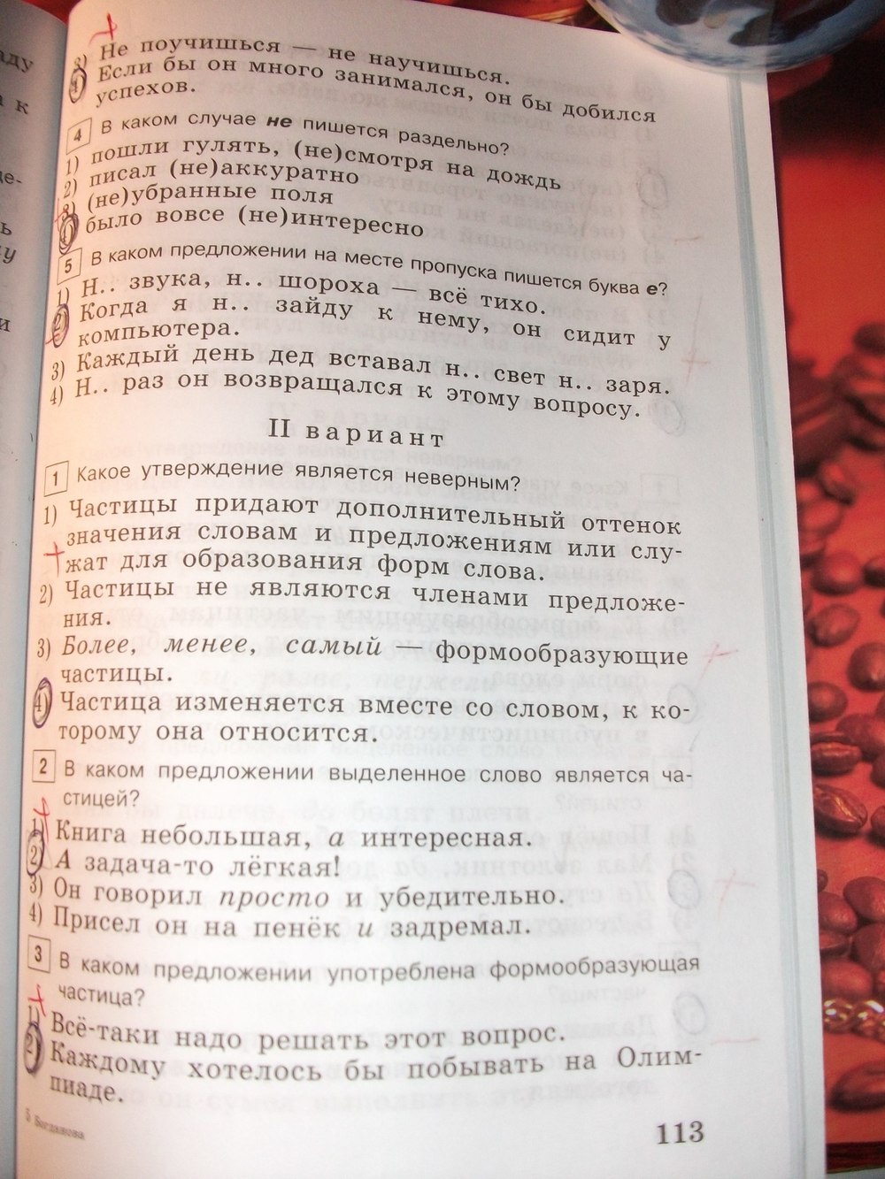 гдз 7 класс тестовые задания страница 113 русский язык Богданова