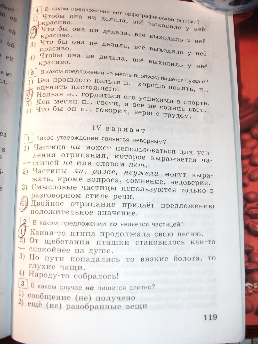 гдз 7 класс тестовые задания страница 119 русский язык Богданова