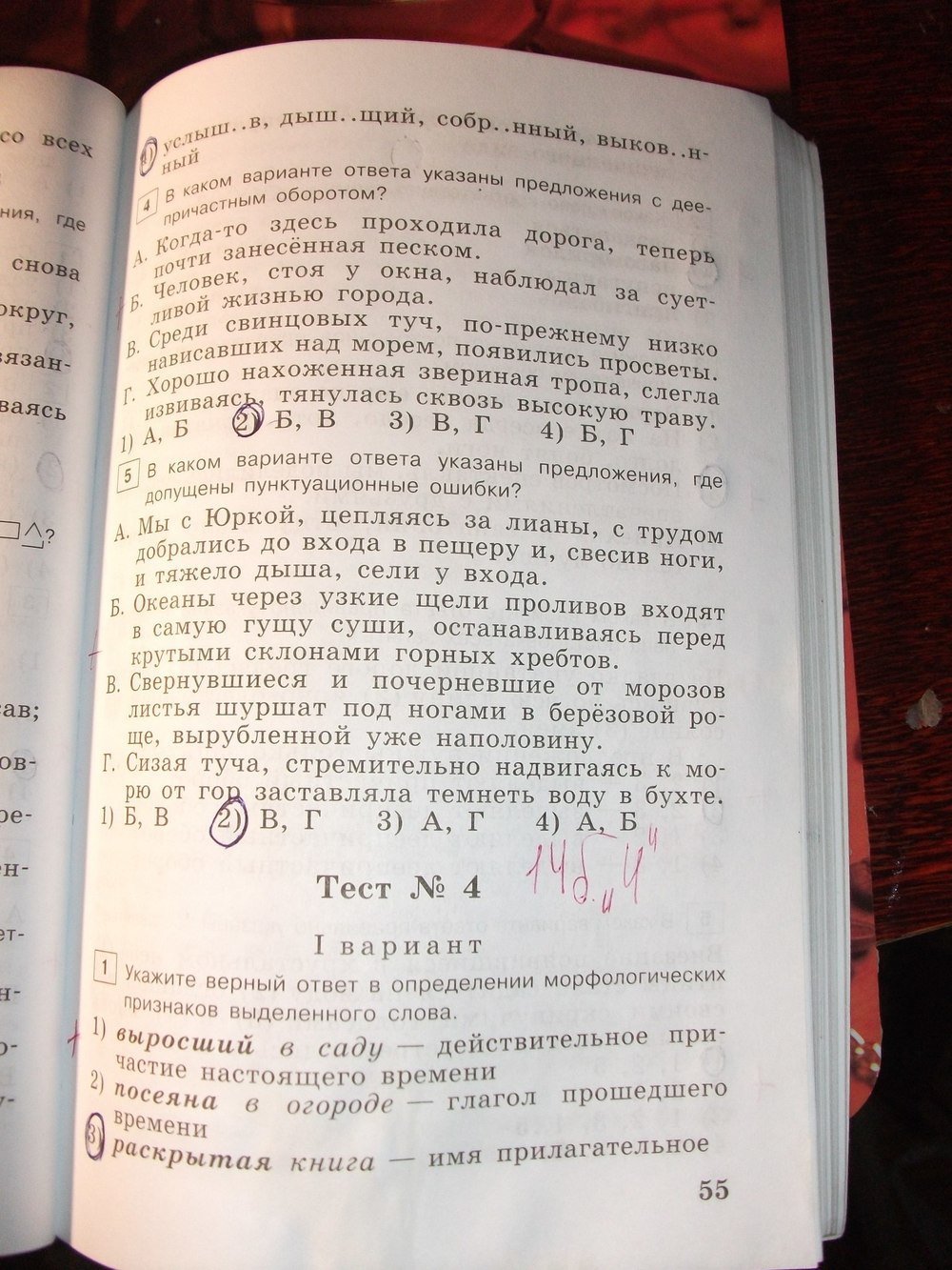 гдз 7 класс тестовые задания страница 55 русский язык Богданова