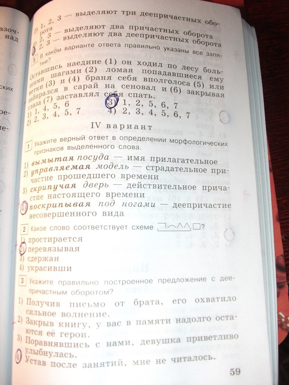 гдз 7 класс тестовые задания страница 59 русский язык Богданова