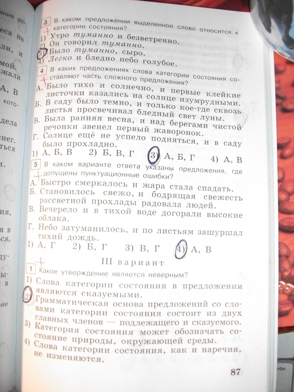 гдз 7 класс тестовые задания страница 87 русский язык Богданова