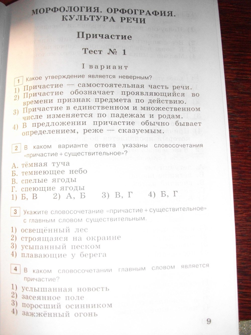 гдз 7 класс тестовые задания страница 9 русский язык Богданова