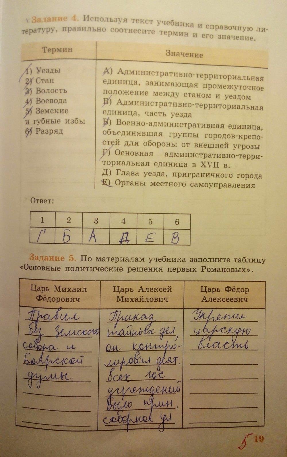 гдз 7 класс рабочая тетрадь страница 19 история Данилов, Косулина