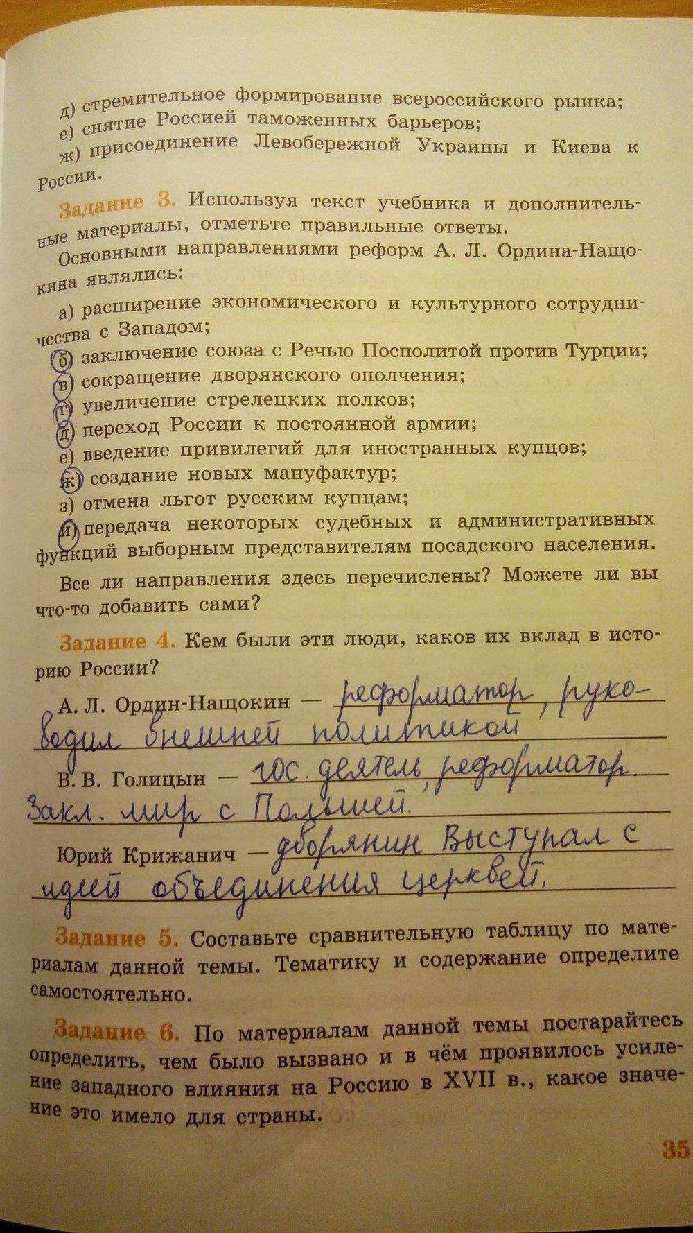 гдз 7 класс рабочая тетрадь страница 35 история Данилов, Косулина