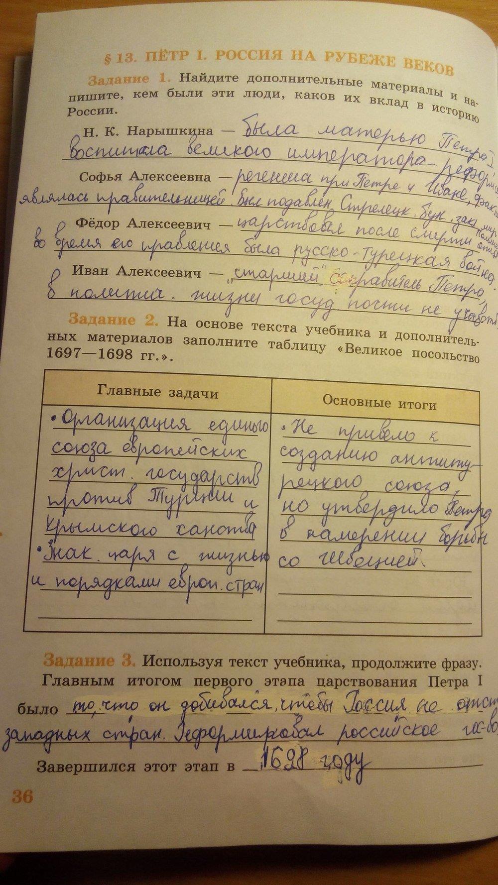 гдз 7 класс рабочая тетрадь страница 36 история Данилов, Косулина