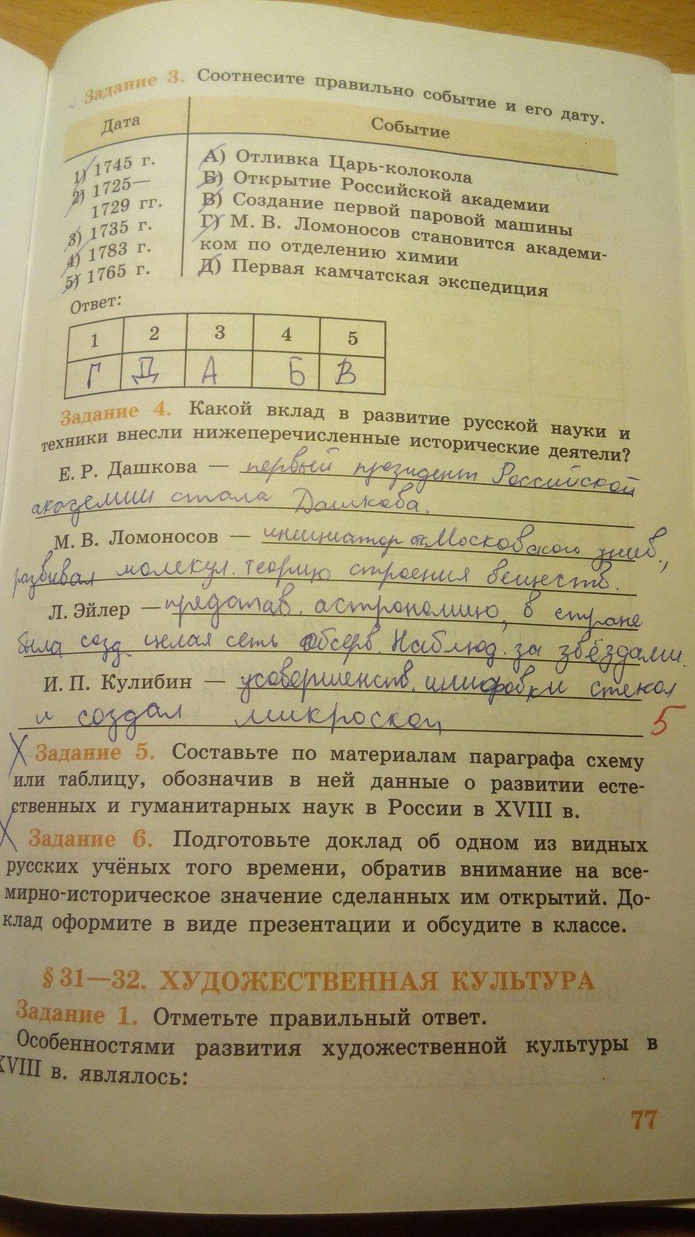 гдз 7 класс рабочая тетрадь страница 77 история Данилов, Косулина