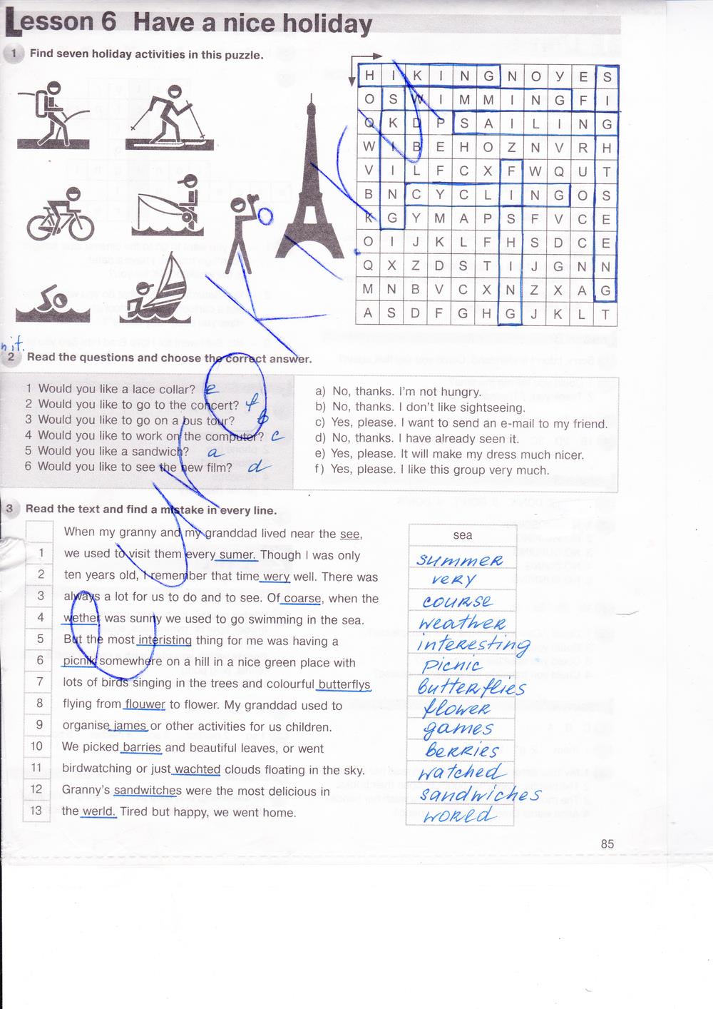 гдз 7 класс рабочая тетрадь страница 85 английский язык Деревянко, Жаворонкова