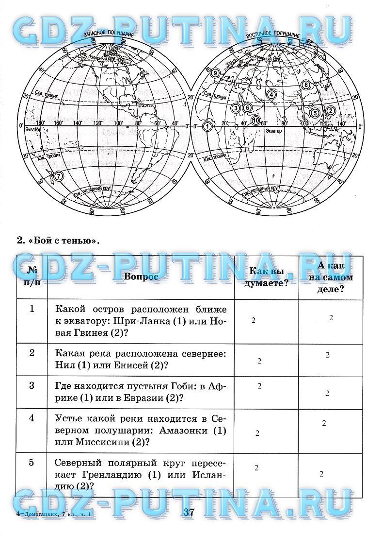 гдз 7 класс рабочая тетрадь часть 1 страница 37 география Домогацких
