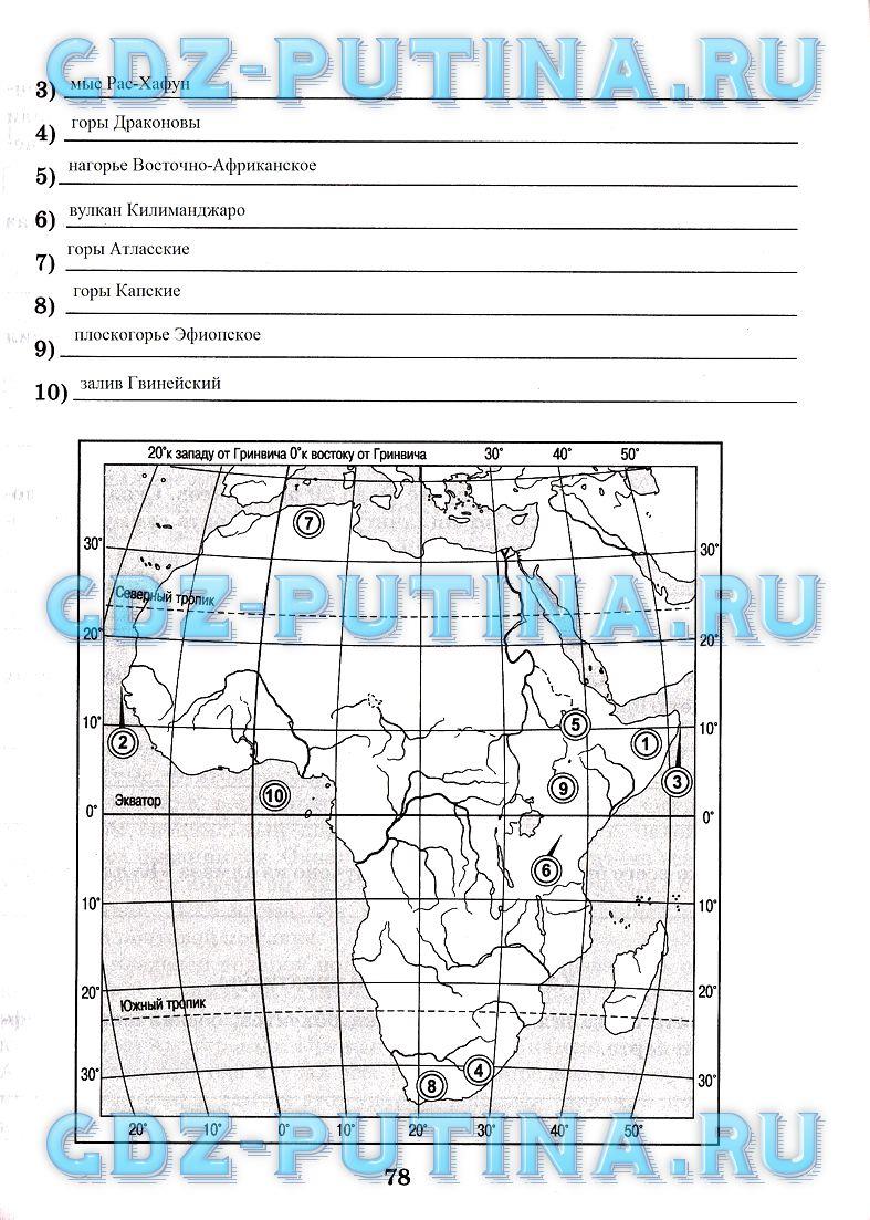 гдз 7 класс рабочая тетрадь часть 1 страница 78 география Домогацких