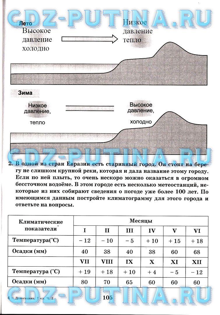 гдз 7 класс рабочая тетрадь часть 2 страница 105 география Домогацких