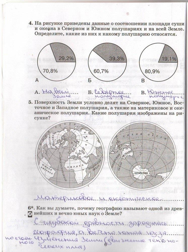 гдз 7 класс рабочая тетрадь страница 6 география Душина