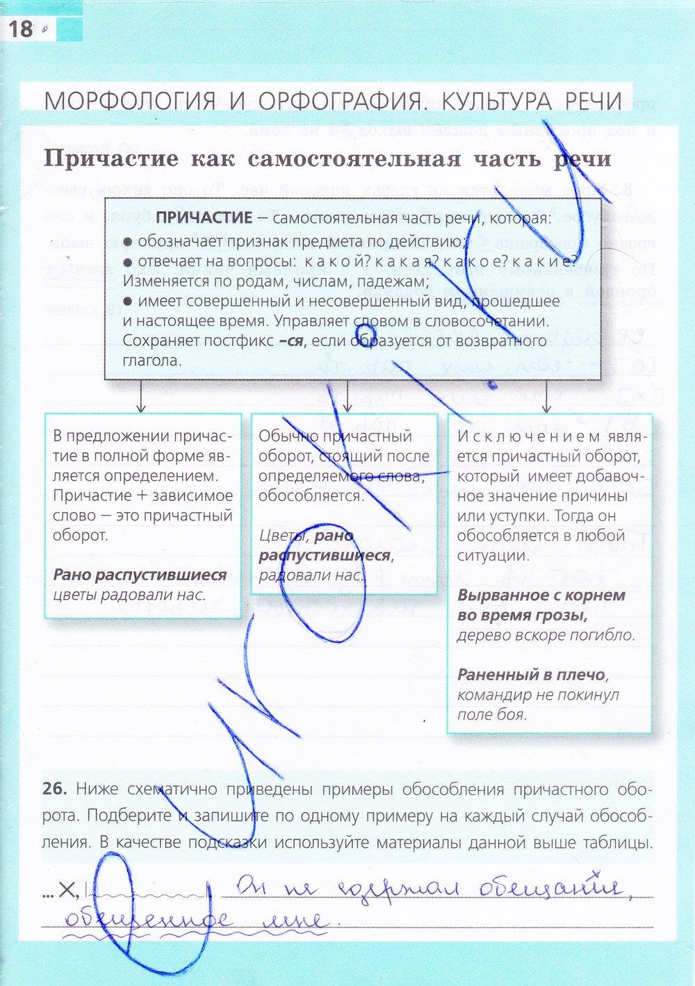гдз 7 класс рабочая тетрадь страница 18 русский язык Ефремова
