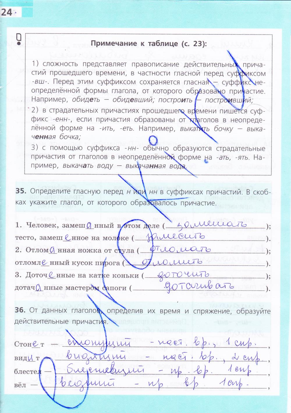 гдз 7 класс рабочая тетрадь страница 24 русский язык Ефремова
