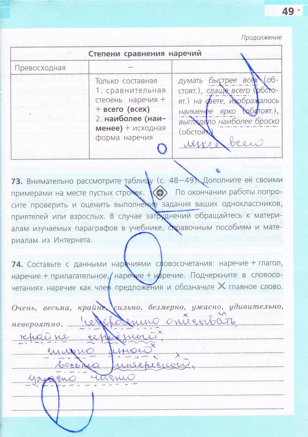 гдз 7 класс рабочая тетрадь страница 49 русский язык Ефремова