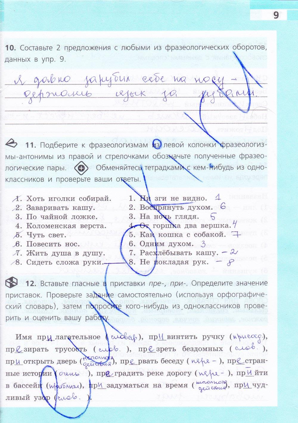 гдз 7 класс рабочая тетрадь страница 9 русский язык Ефремова