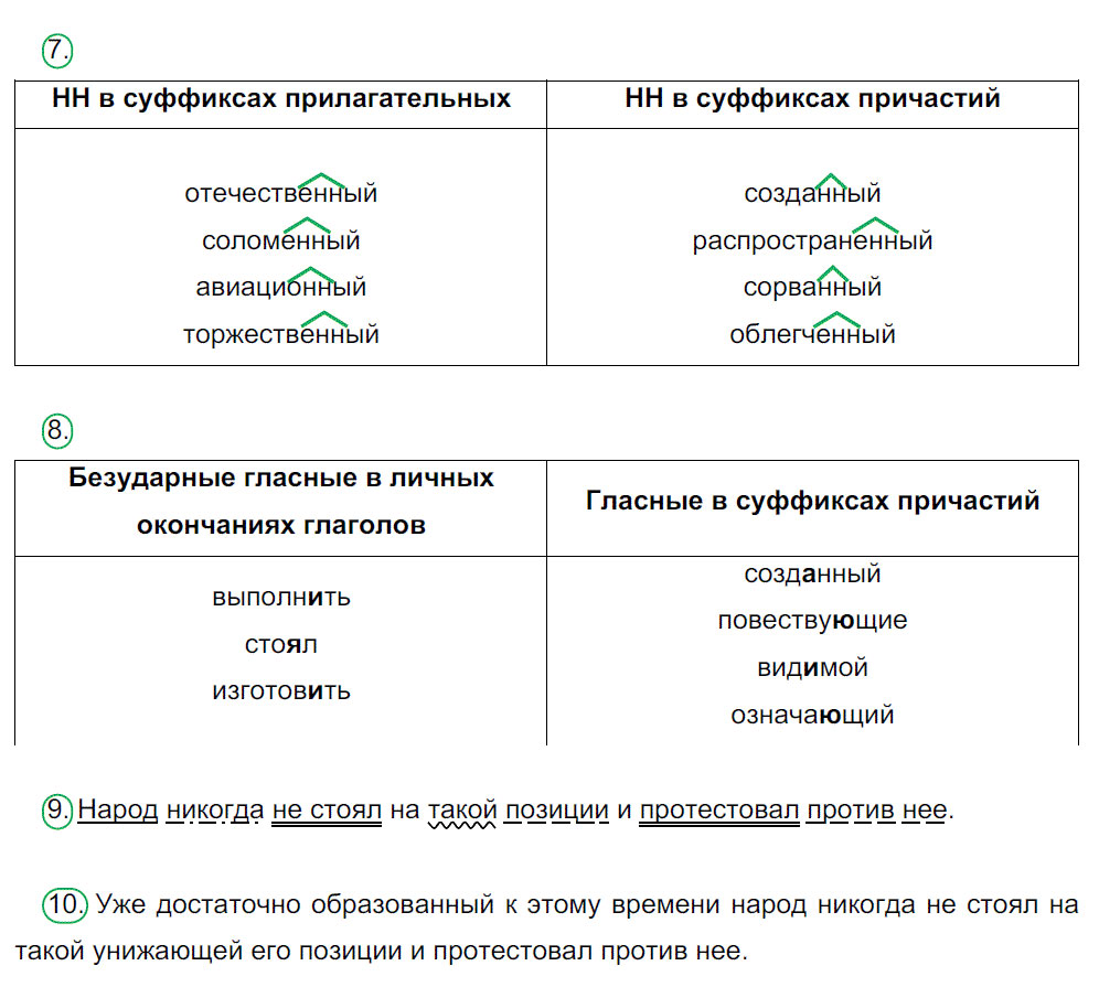 гдз 7 класс рабочая тетрадь страница 43 русский язык Ерохина
