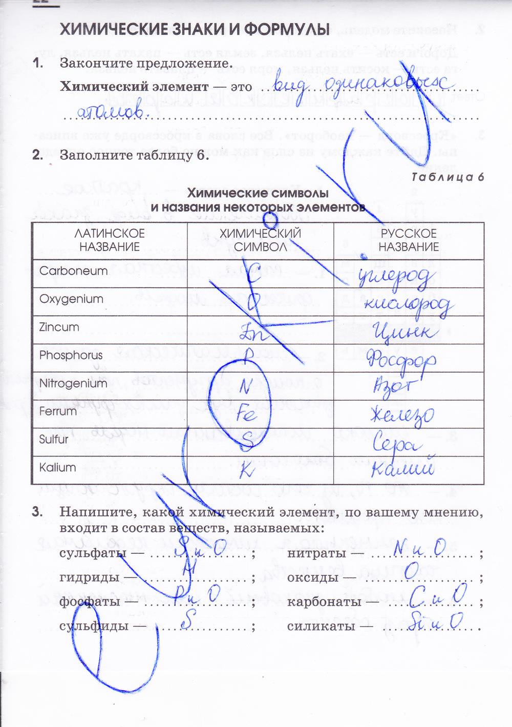 гдз 7 класс рабочая тетрадь страница 22 химия Габриелян, Шипарева