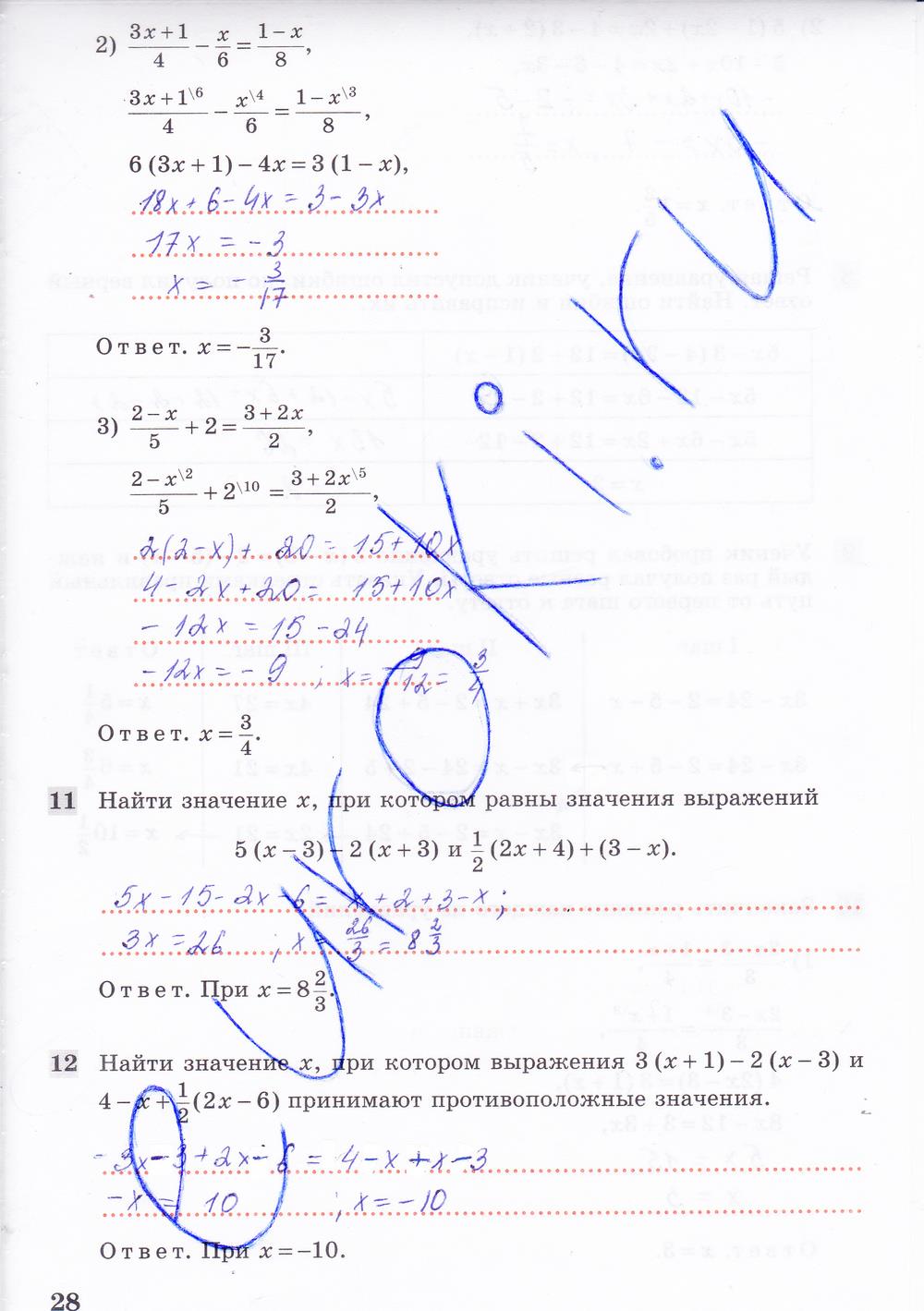 гдз 7 класс рабочая тетрадь часть 1 страница 28 алгебра Колягин, Ткачева
