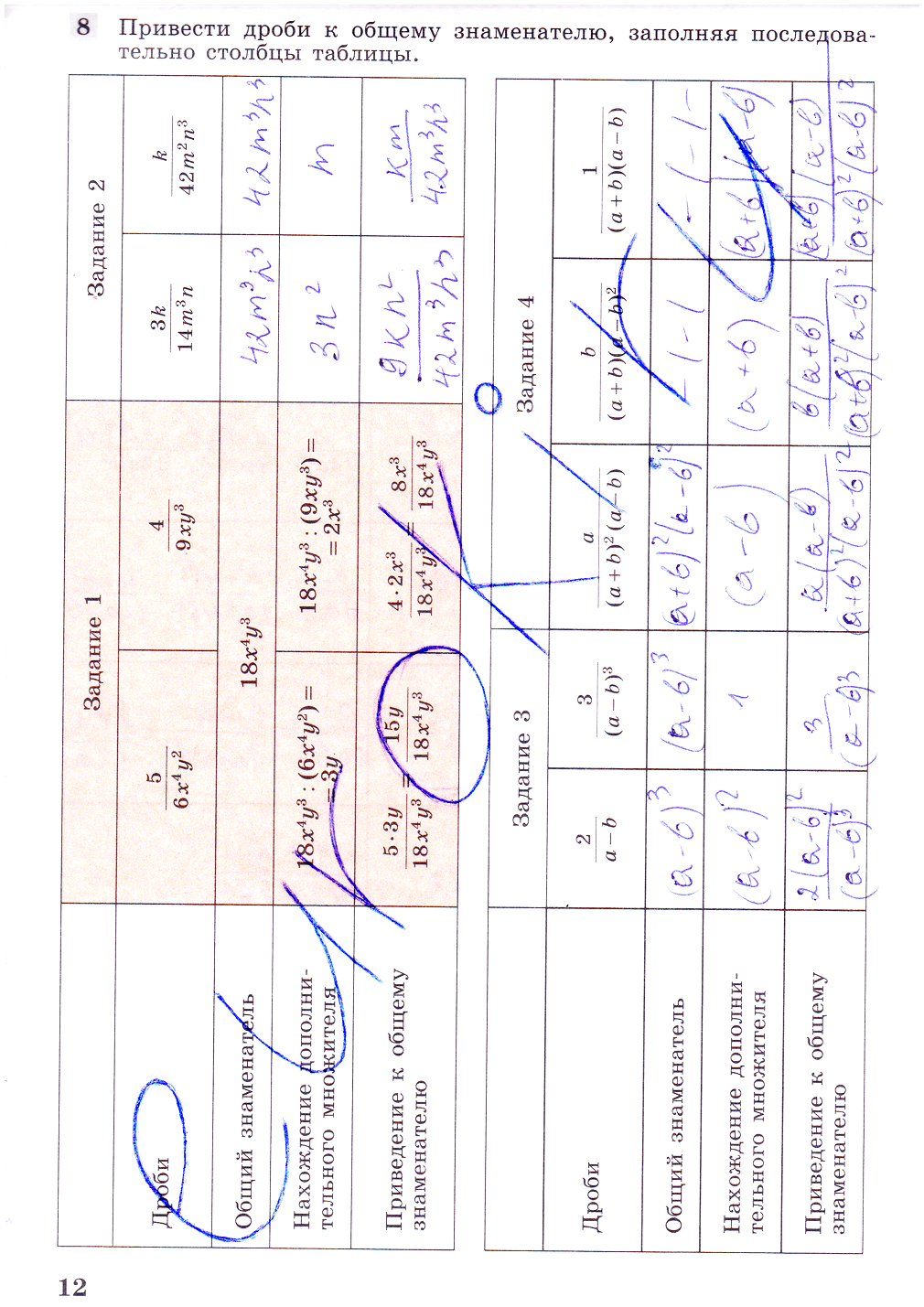 гдз 7 класс рабочая тетрадь часть 2 страница 12 алгебра Колягин, Ткачева