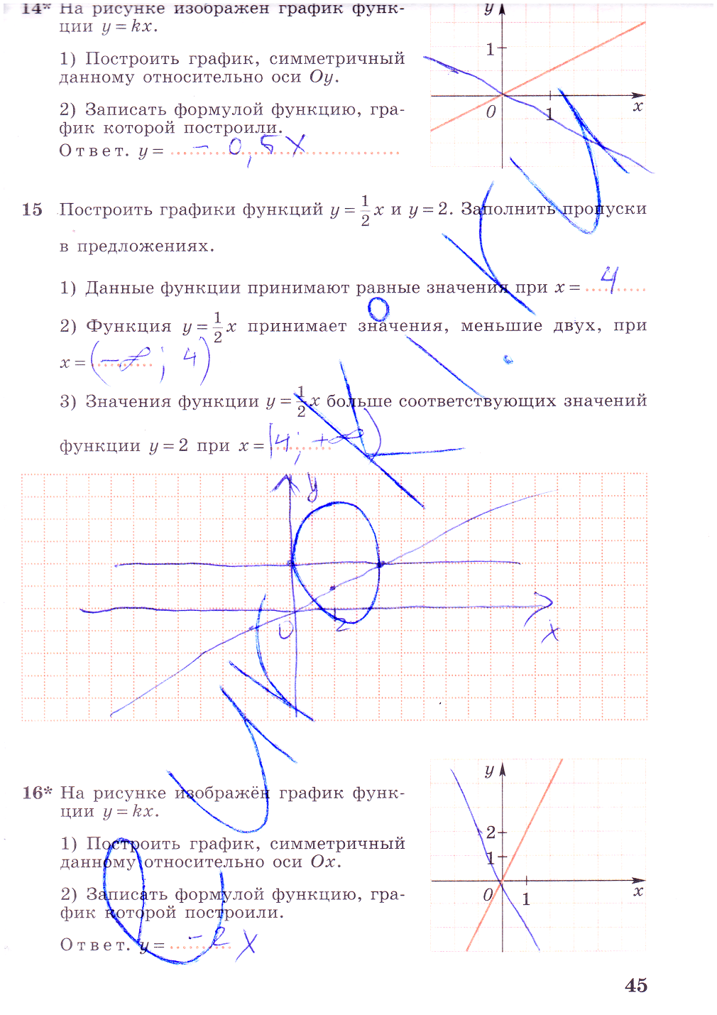гдз 7 класс рабочая тетрадь часть 2 страница 45 алгебра Колягин, Ткачева