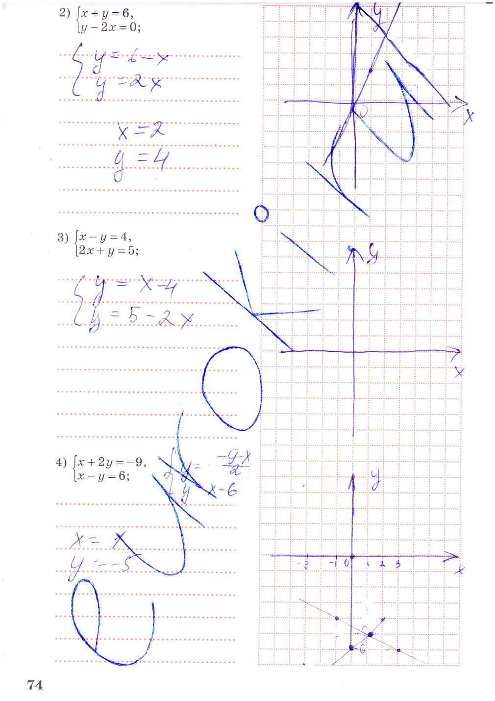 гдз 7 класс рабочая тетрадь часть 2 страница 74 алгебра Колягин, Ткачева