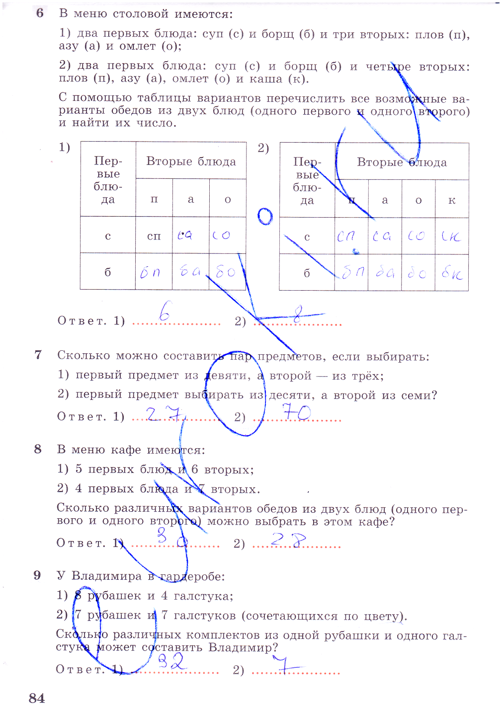гдз 7 класс рабочая тетрадь часть 2 страница 84 алгебра Колягин, Ткачева