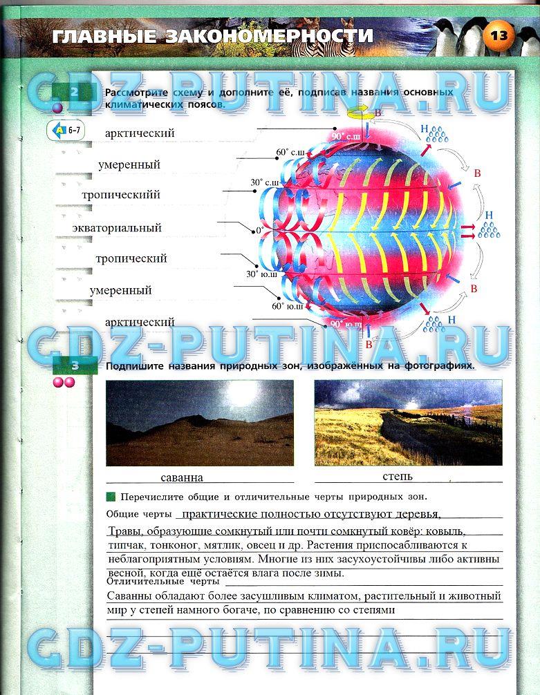 гдз 7 класс тетрадь-тренажёр страница 13 география Котляр, Банников