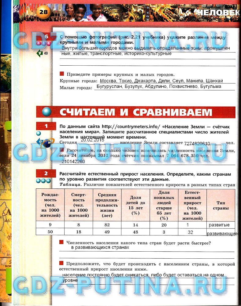 гдз 7 класс тетрадь-тренажёр страница 28 география Котляр, Банников