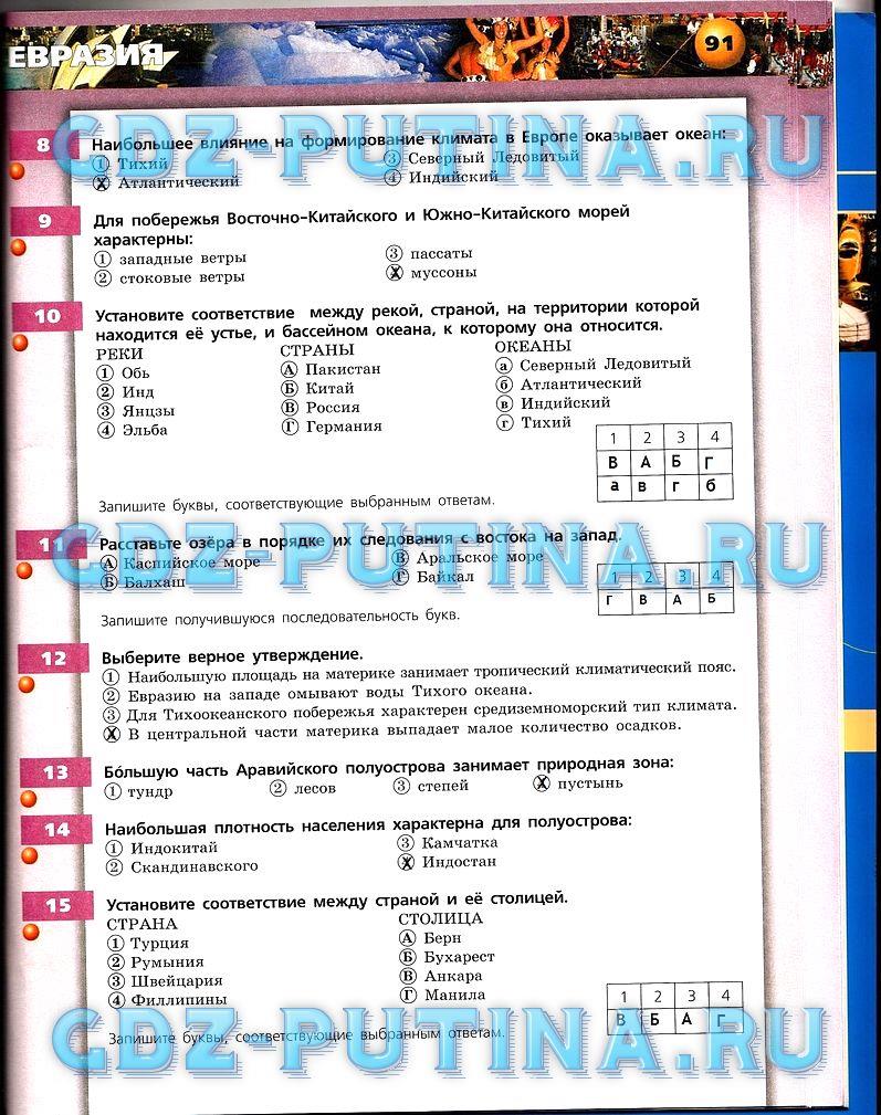 гдз 7 класс тетрадь-тренажёр страница 91 география Котляр, Банников