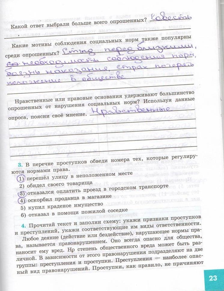 гдз 7 класс рабочая тетрадь страница 23 обществознание Котова, Лискова