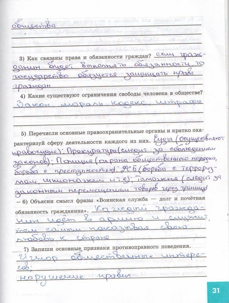 гдз 7 класс рабочая тетрадь страница 31 обществознание Котова, Лискова