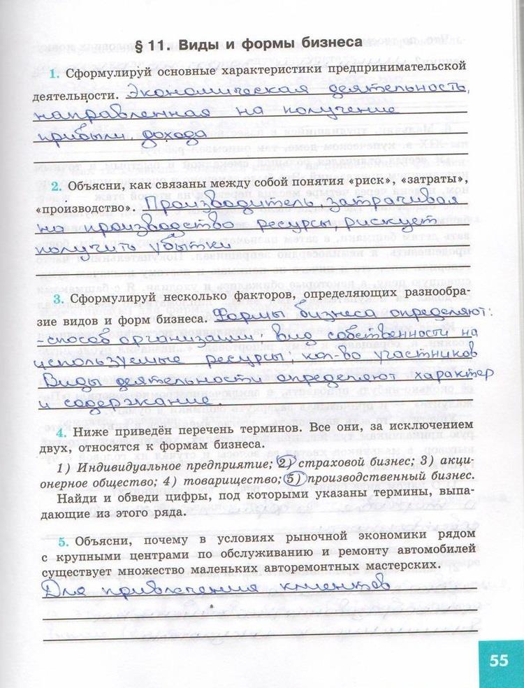 гдз 7 класс рабочая тетрадь страница 55 обществознание Котова, Лискова