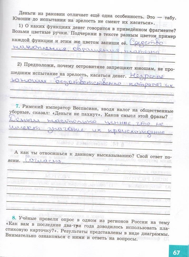 гдз 7 класс рабочая тетрадь страница 67 обществознание Котова, Лискова