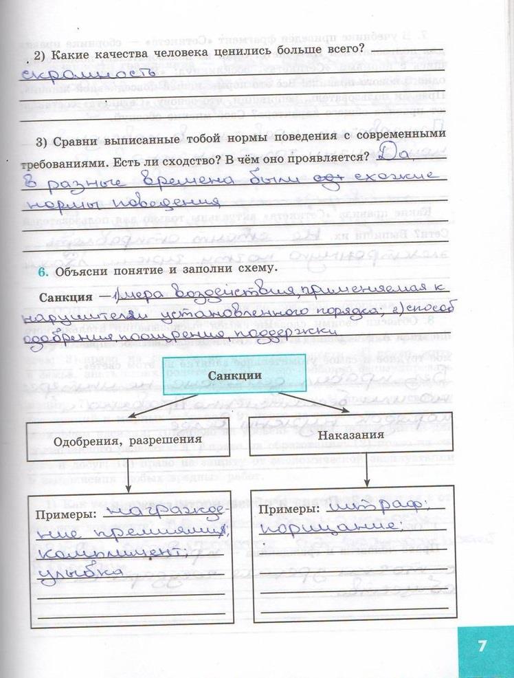 гдз 7 класс рабочая тетрадь страница 7 обществознание Котова, Лискова