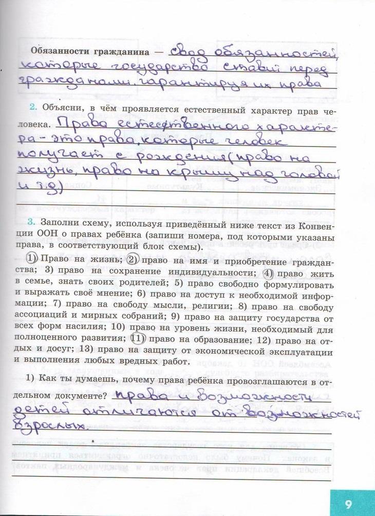 гдз 7 класс рабочая тетрадь страница 9 обществознание Котова, Лискова