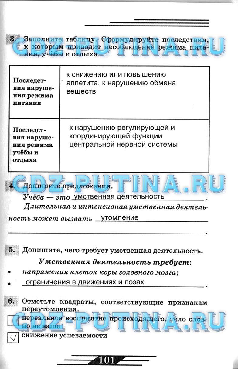 гдз 7 класс рабочая тетрадь страница 101 ОБЖ Латчук, Миронов, Бурдакова