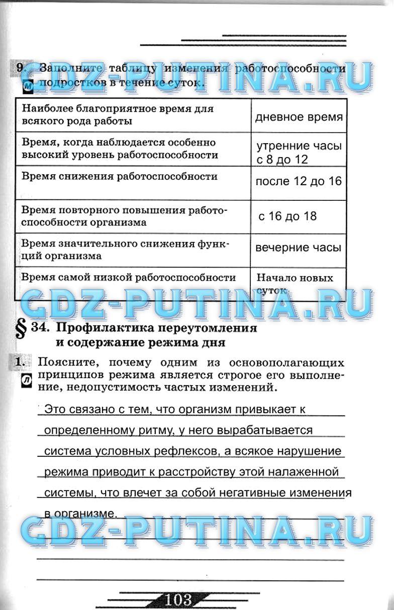 гдз 7 класс рабочая тетрадь страница 103 ОБЖ Латчук, Миронов, Бурдакова