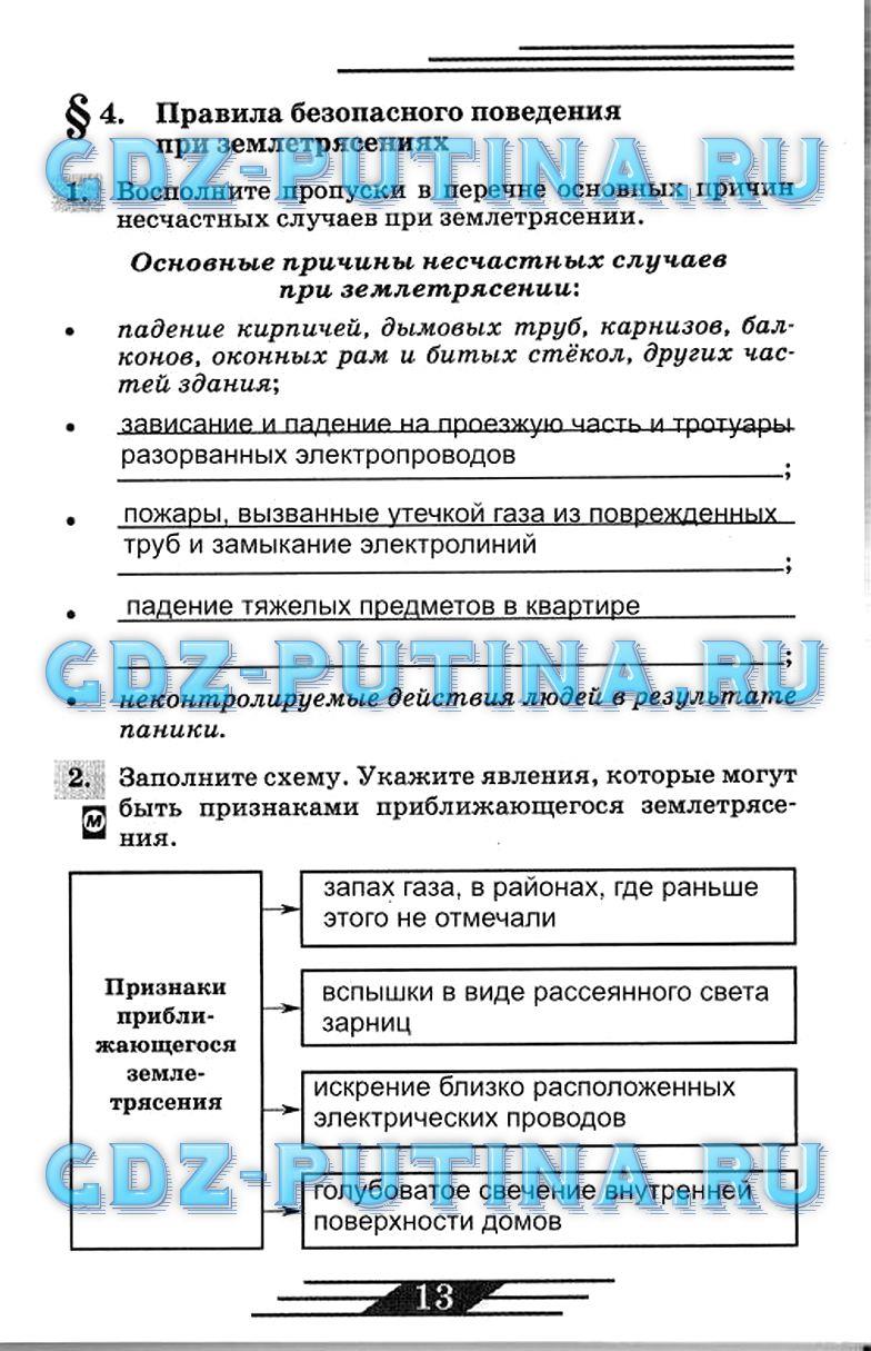 гдз 7 класс рабочая тетрадь страница 13 ОБЖ Латчук, Миронов, Бурдакова