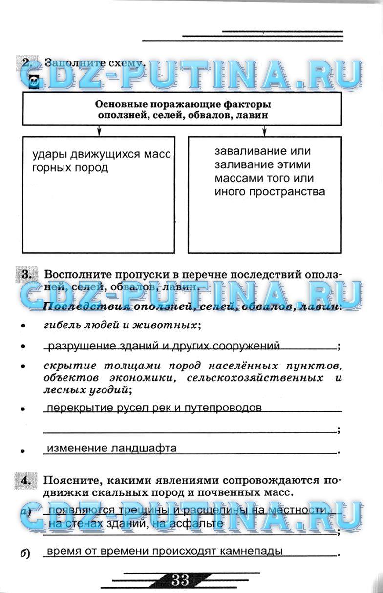 гдз 7 класс рабочая тетрадь страница 33 ОБЖ Латчук, Миронов, Бурдакова