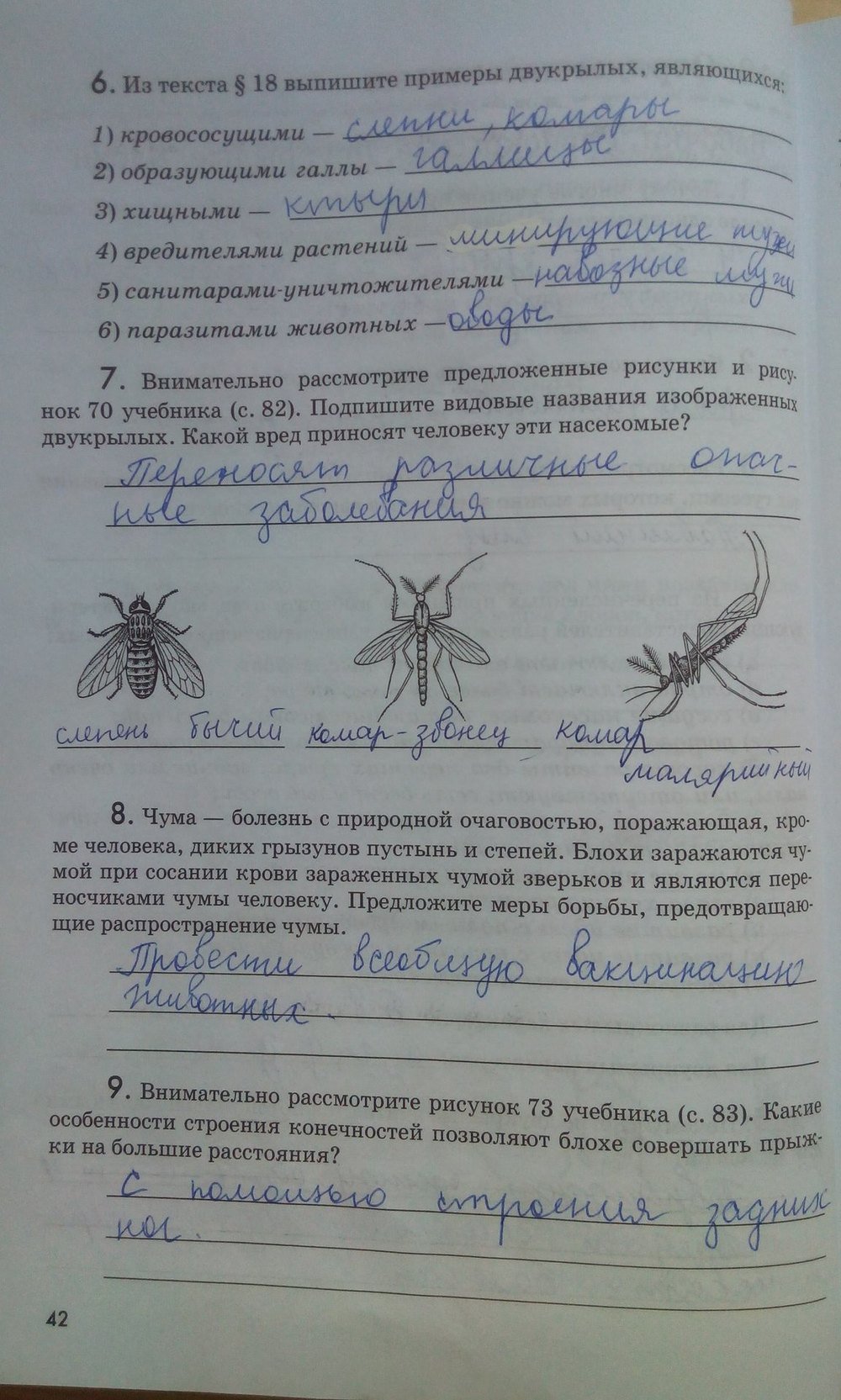 гдз 7 класс рабочая тетрадь страница 42 биология Латюшин, Ламехова