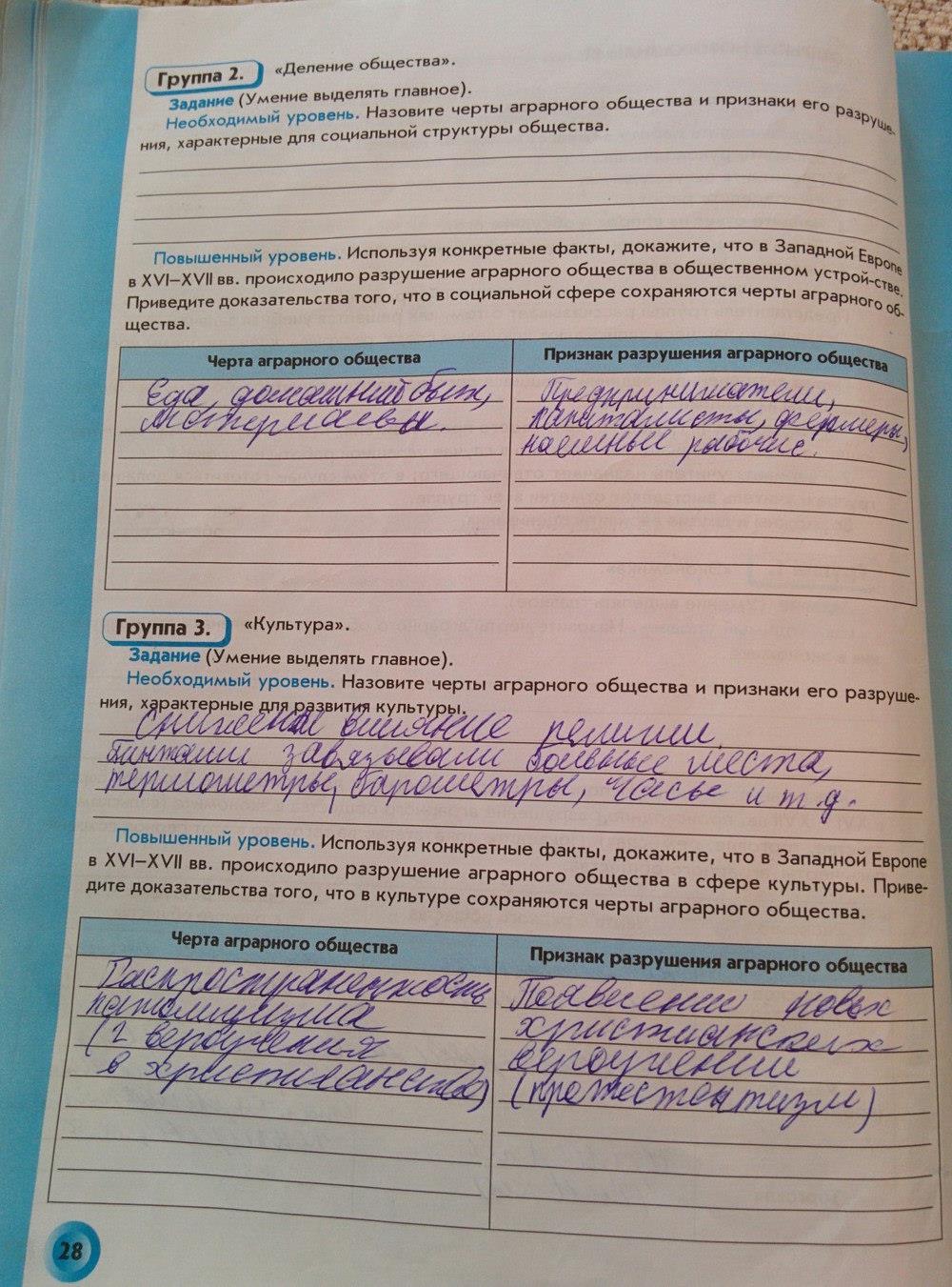 гдз 7 класс рабочая тетрадь страница 28 история нового времени Малкова, Данилов