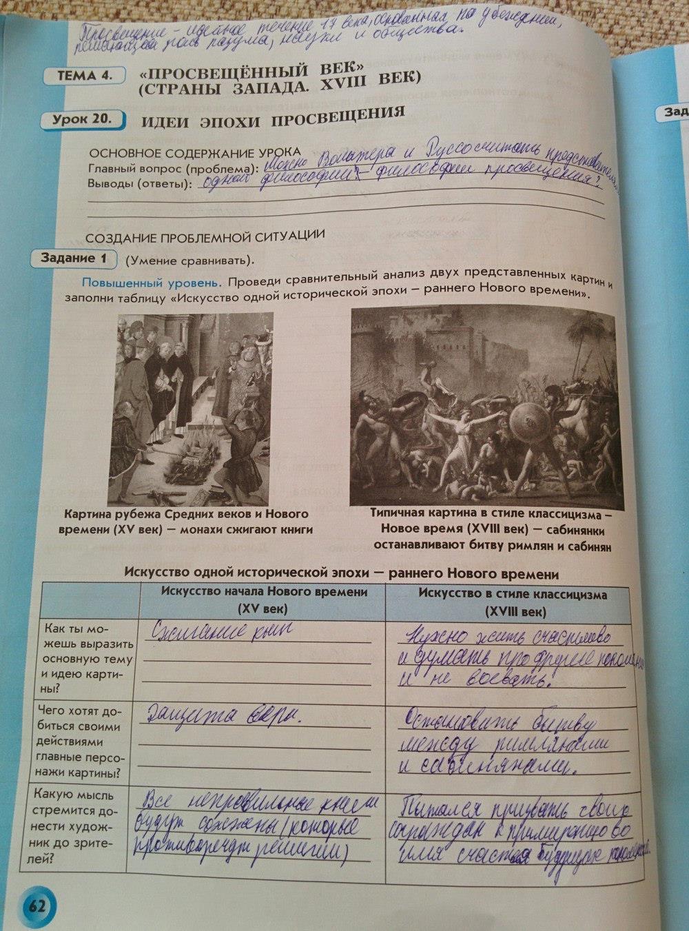 гдз 7 класс рабочая тетрадь страница 62 история нового времени Малкова, Данилов