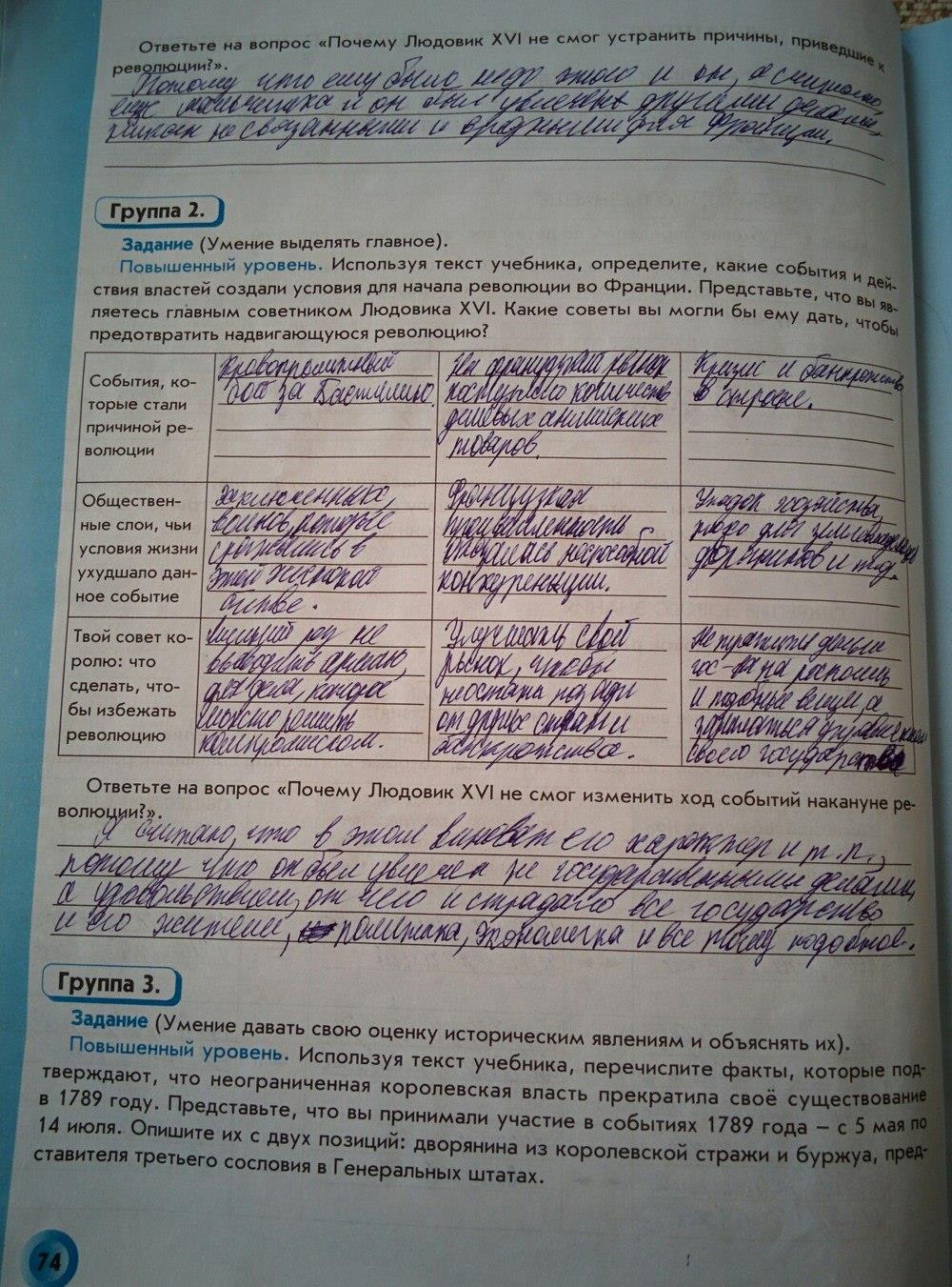 гдз 7 класс рабочая тетрадь страница 74 история нового времени Малкова, Данилов